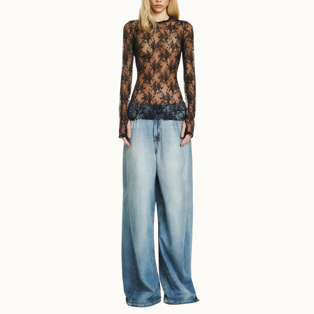 CALÇA JEANS LEVE PERNA AMPLA