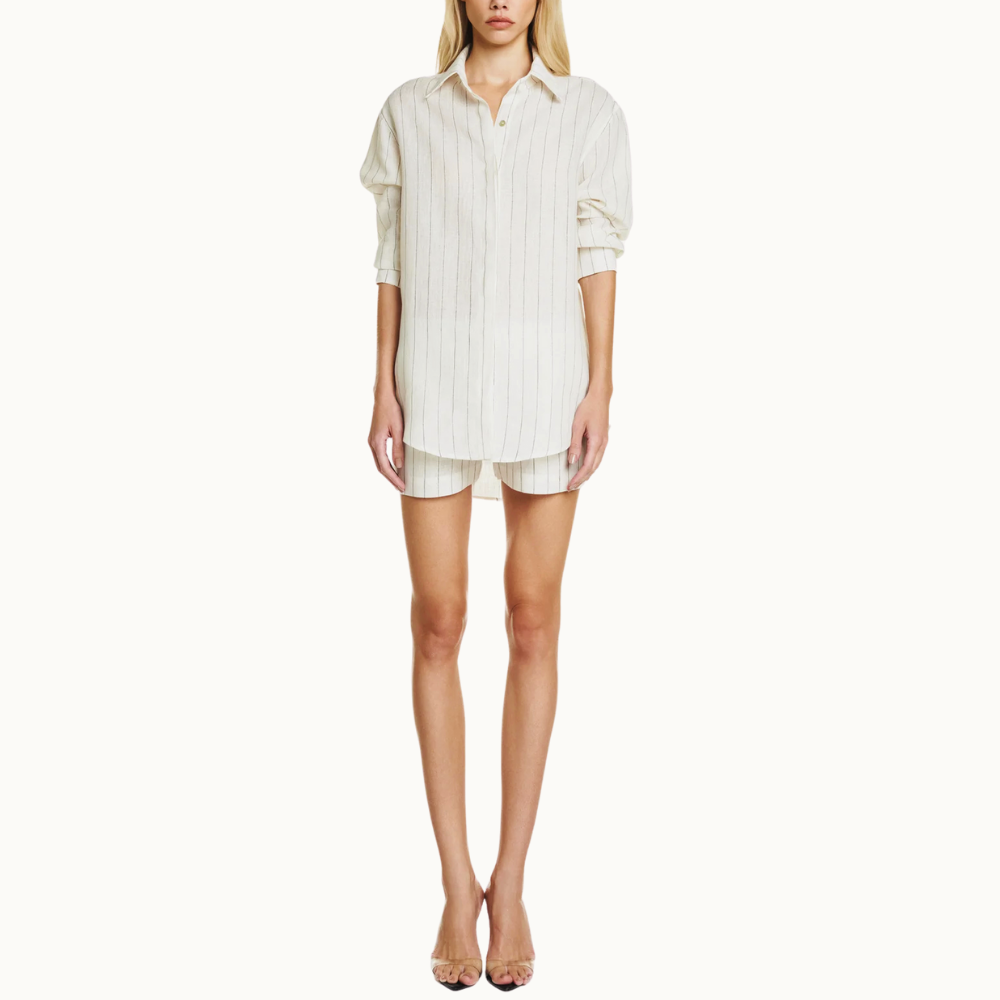 SHORTS ELÁSTICO CÓS LINHO LISTRADO