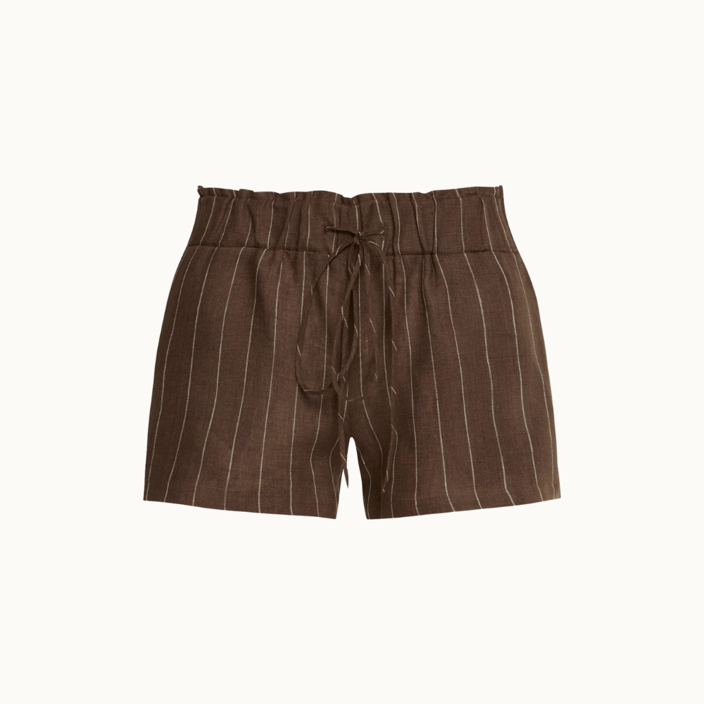 SHORTS ELÁSTICO CÓS LINHO LISTRADO