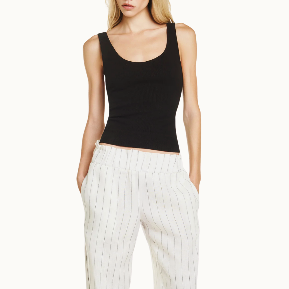 CALÇA ELÁSTICO CÓS LINHO LISTRADO