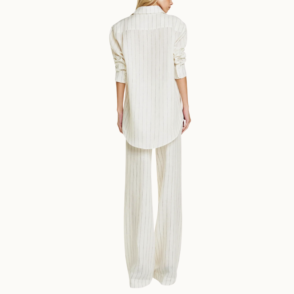 CALÇA ELÁSTICO CÓS LINHO LISTRADO