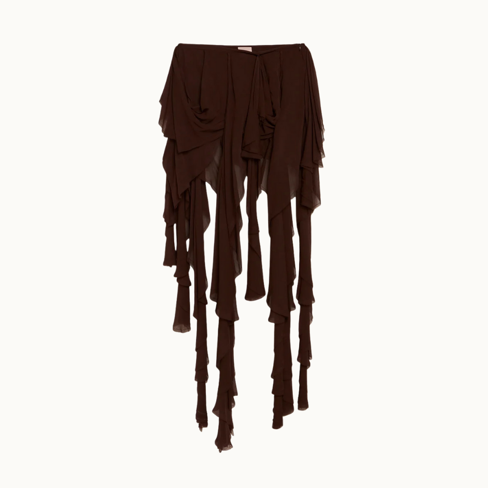 MINI SAIA BABADOS ASSIMÉTRICOS CHIFFON