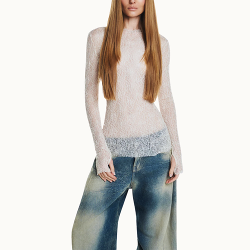 BLUSA MANGA LONGA RENDA AREIA