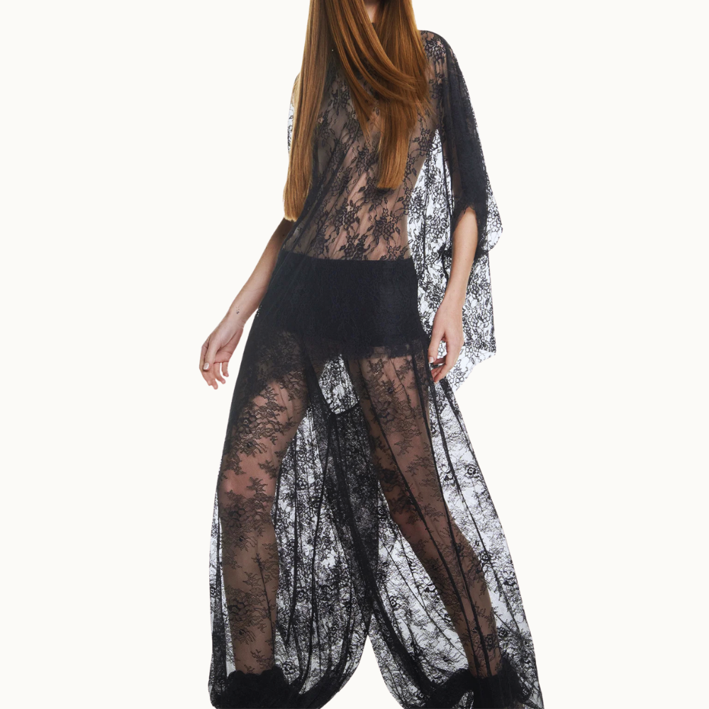 CALÇA PALA LASTEX RENDA PRETA