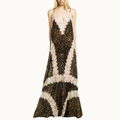 VESTIDO LONGO ALÇA DEVORÊ ONÇA COM RENDA