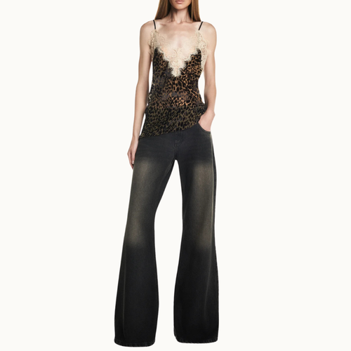 CALÇA JEANS DIRTY BLACK FLARE CINTURA BAIXA