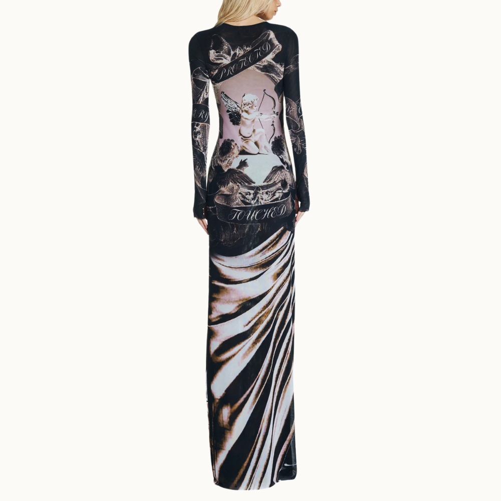 VESTIDO LONGO MANGA LONGA TULE CUPIDO