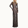 VESTIDO LONGO MANGA RENDA PEDRAS