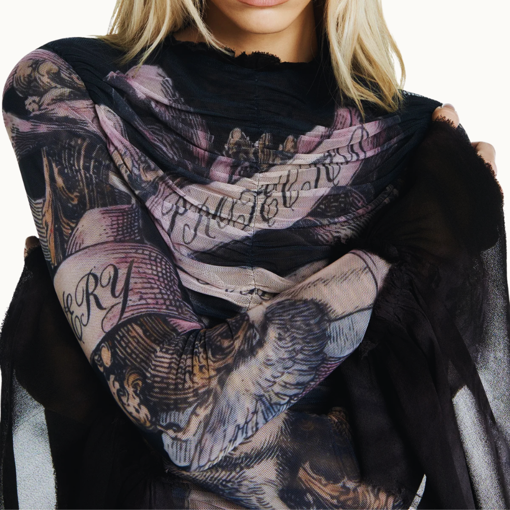 BLUSA DRAPEADA MANGA LONGA TULE ANGEL