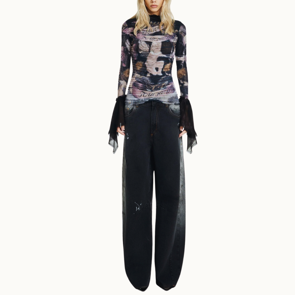 BLUSA DRAPEADA MANGA LONGA TULE ANGEL