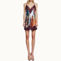 VESTIDO CURTO ALÇA PAETÊ TATTOO TIGRE RENDA