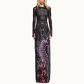 VESTIDO LONGO MANGA LONGA TULE E RENDA TATTOO DRAGÃO