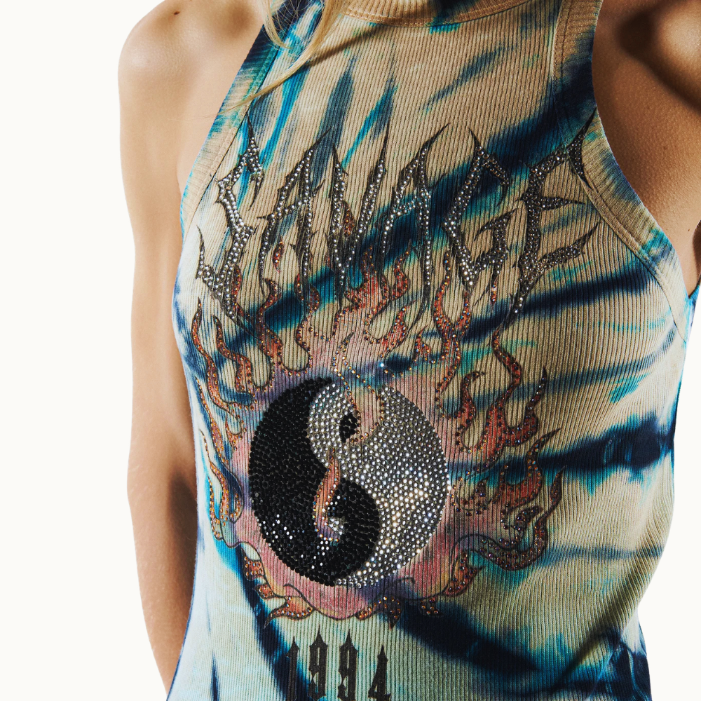 REGATA MALHA TATTOO YING YANG TIE DYE PEDRAS