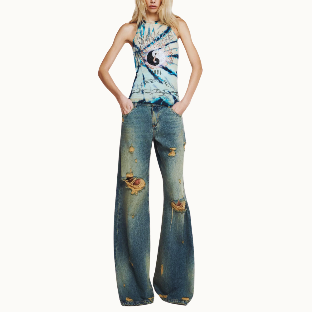 REGATA MALHA TATTOO YING YANG TIE DYE PEDRAS
