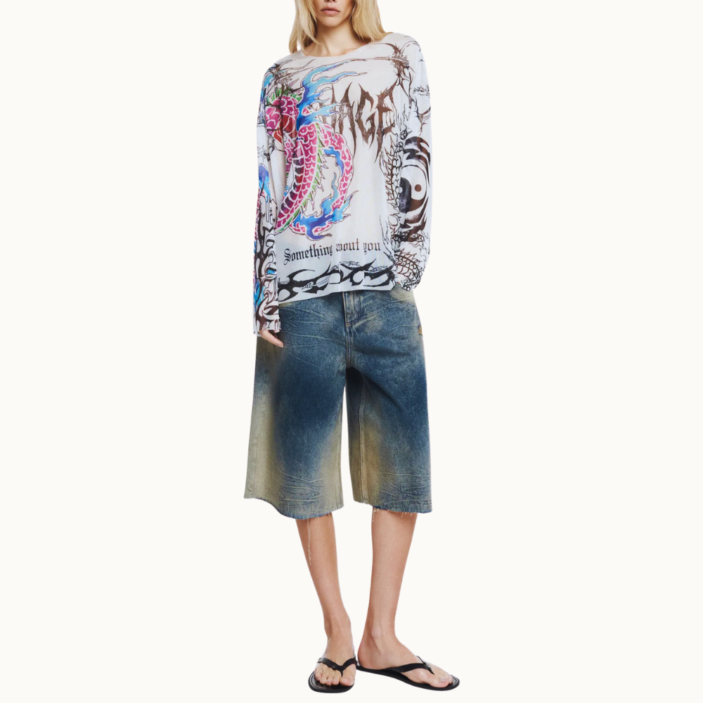 BERMUDA JEANS MANCHADA