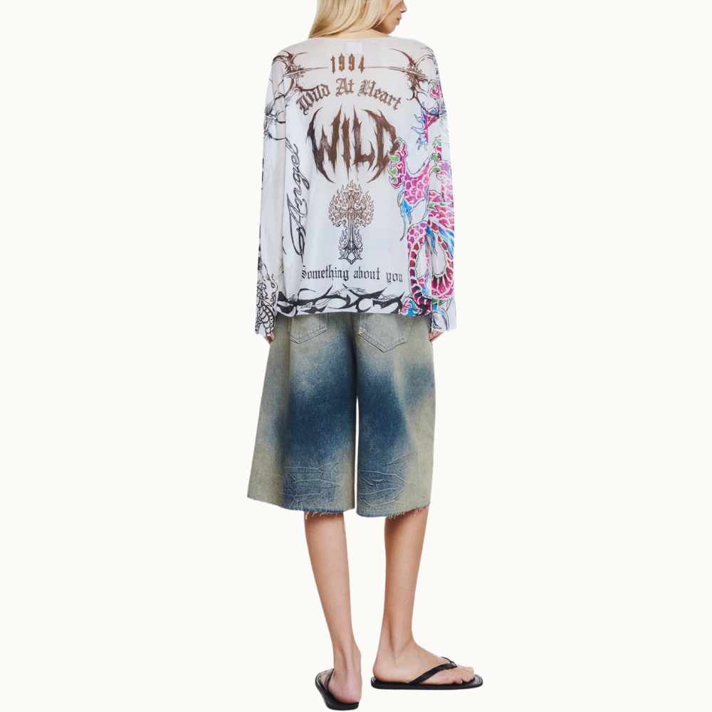 BERMUDA JEANS MANCHADA