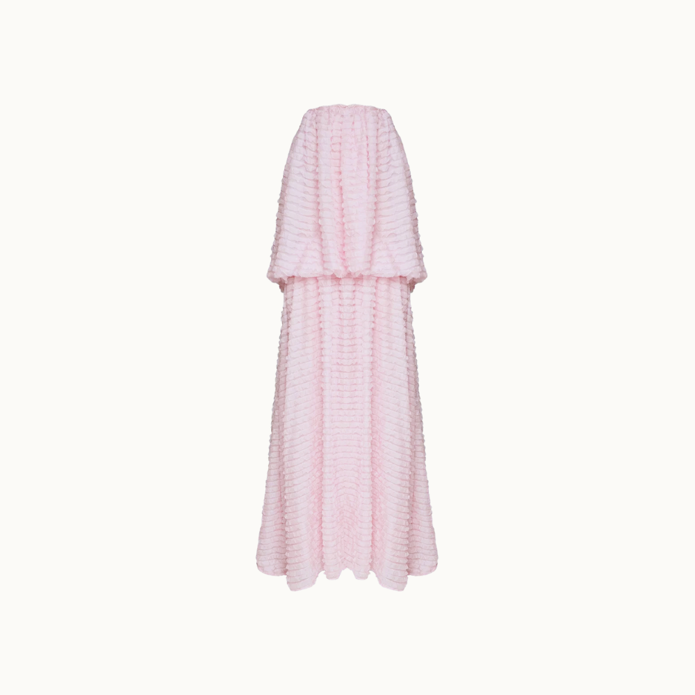 VESTIDO FESTA LONGO TOMARA QUE CAIA CORPO BALONÊ ROSA