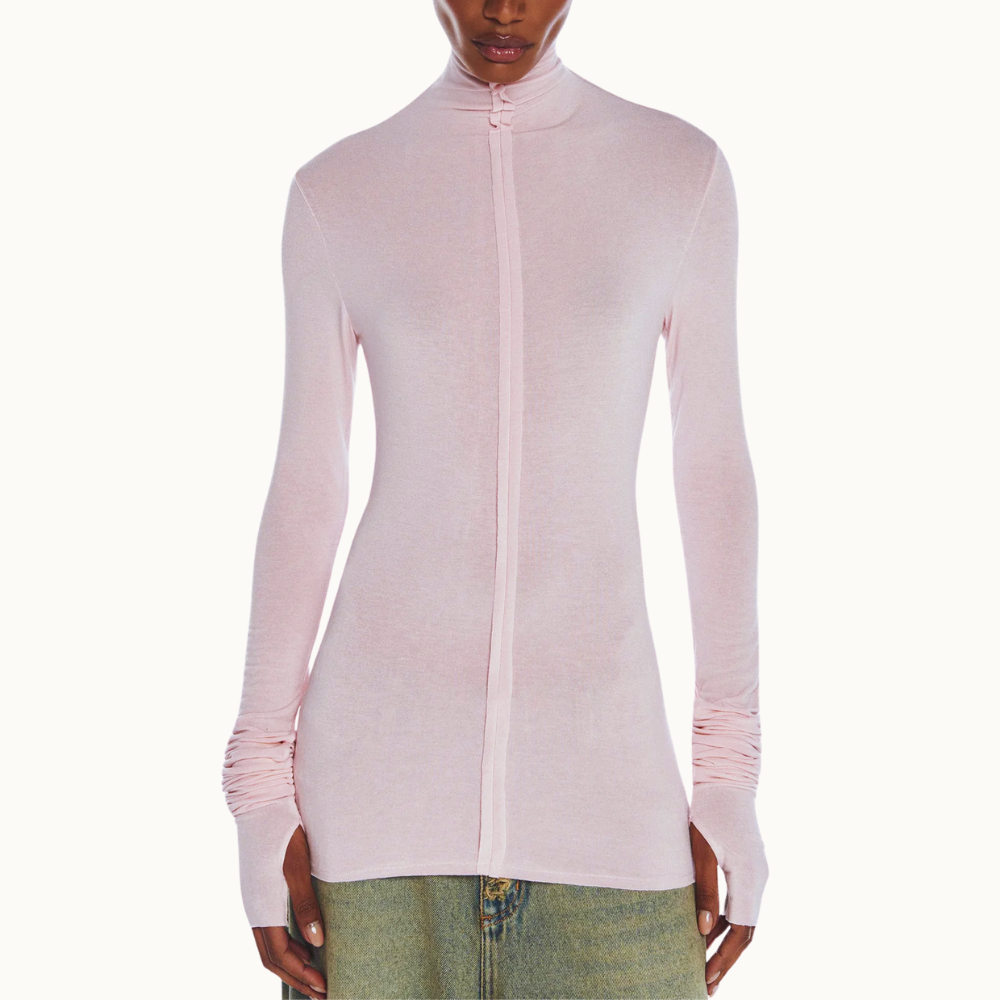 BLUSA GOLA ALTA MANGA LONGA FRANZIDA MALHA