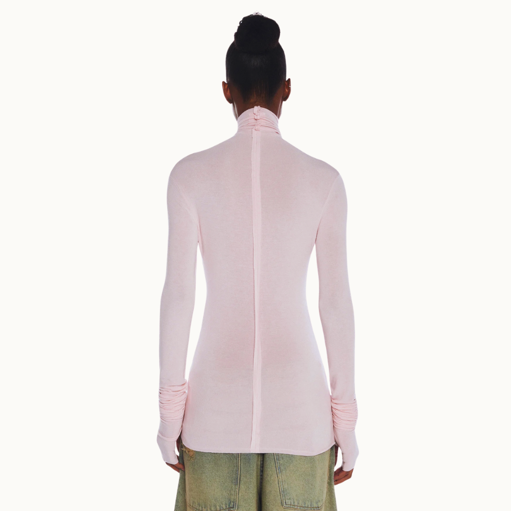 BLUSA GOLA ALTA MANGA LONGA FRANZIDA MALHA
