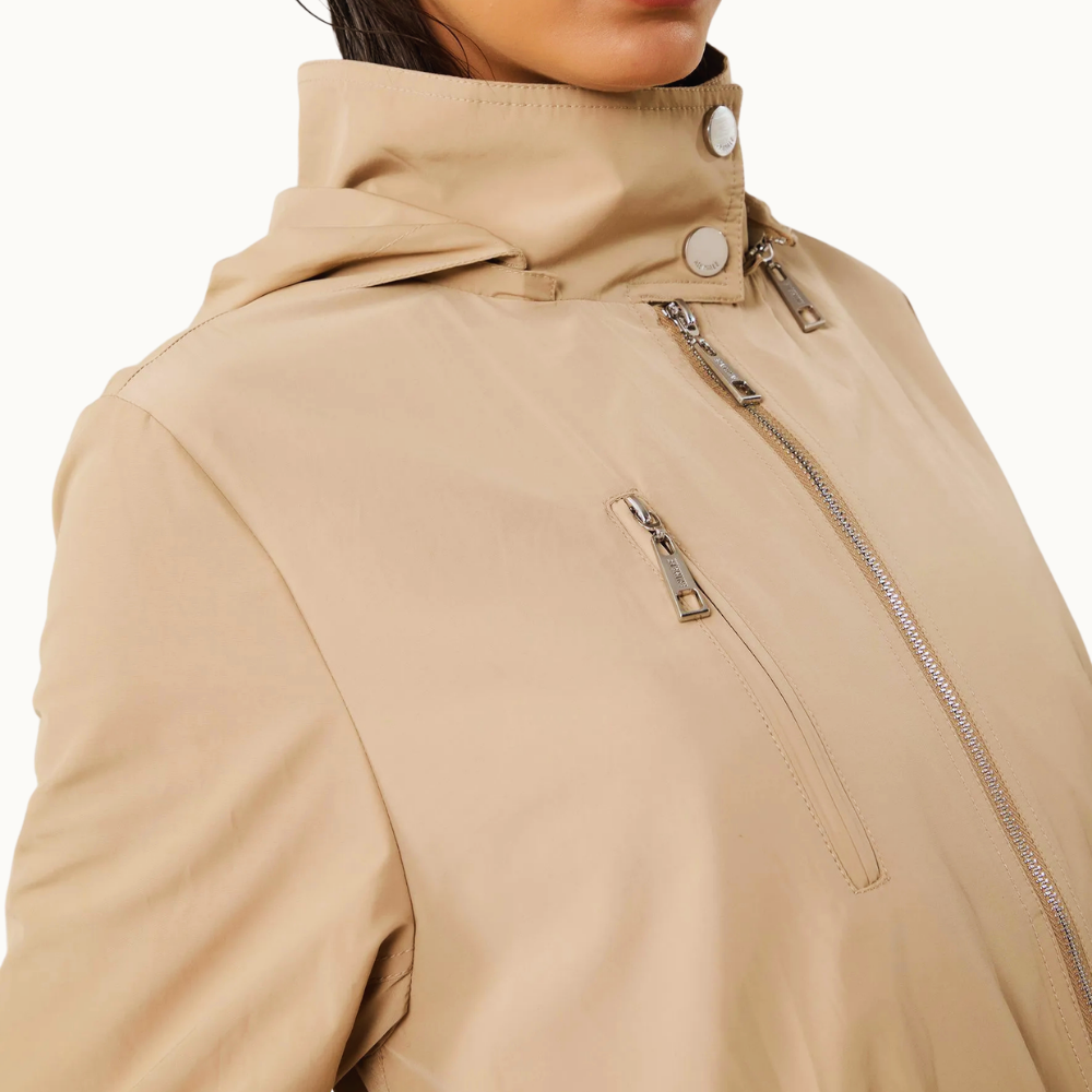 Parka Resistente a Água Manga Longa Com Capuz