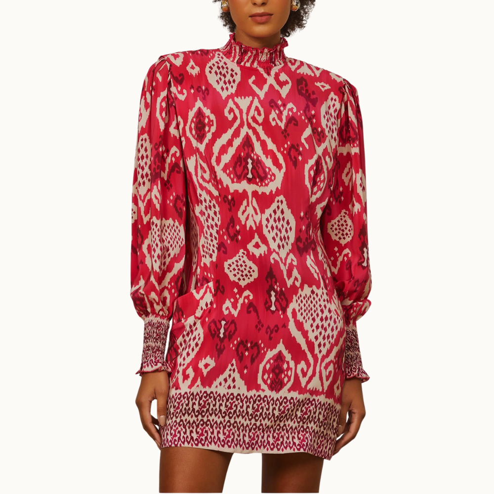 VESTIDO DE SEDA CURTO MANGA LONGA