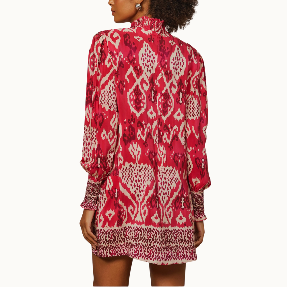 VESTIDO DE SEDA CURTO MANGA LONGA