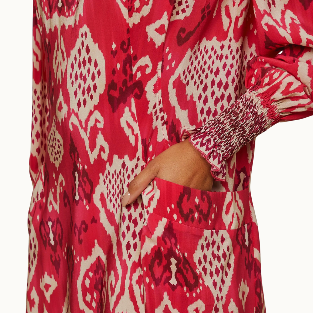 VESTIDO DE SEDA CURTO MANGA LONGA