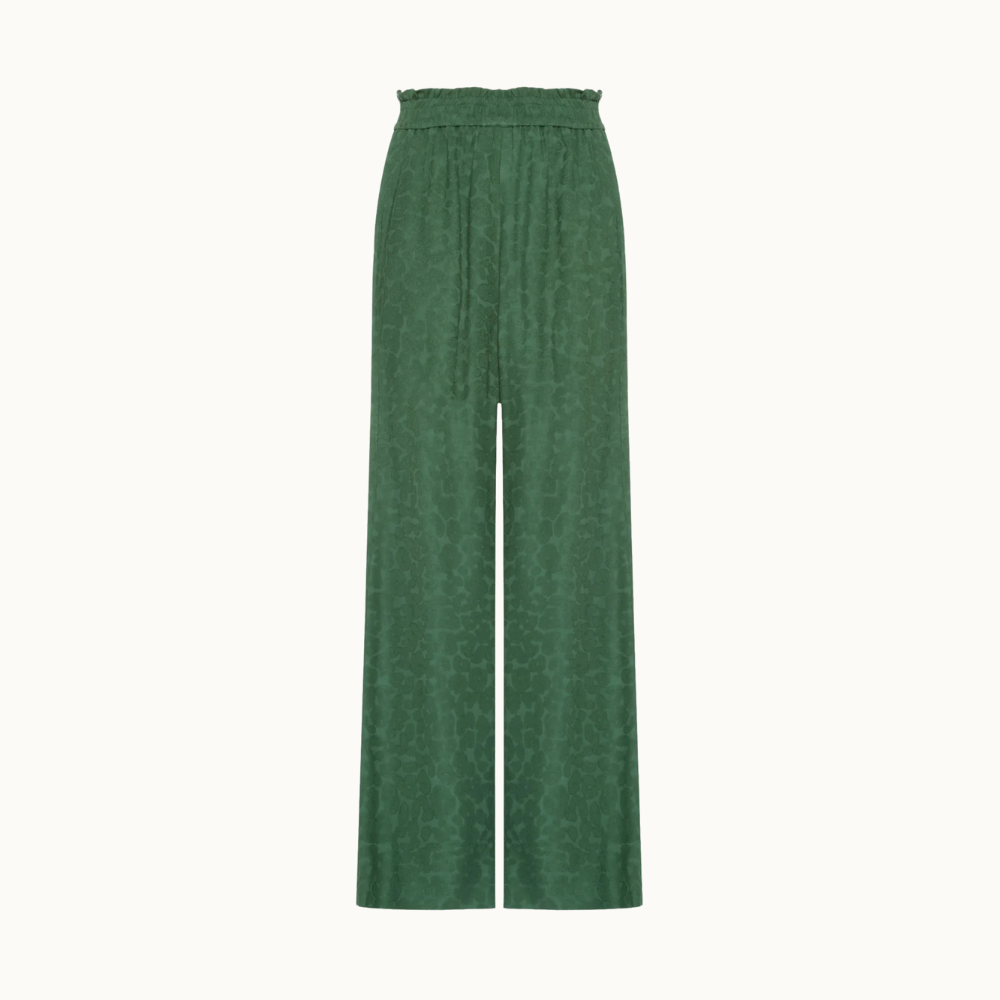 CALCA AMPLA JACQUARD ONCA VERDE