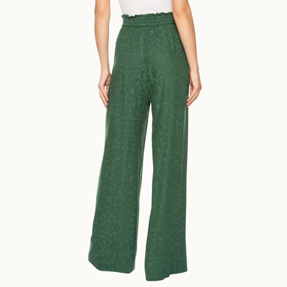 CALCA AMPLA JACQUARD ONCA VERDE