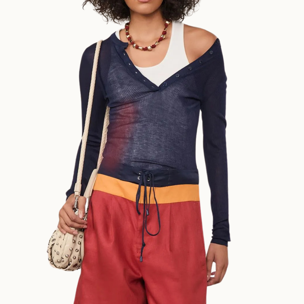 BLUSA MANGA LONGA CANELADO BOTAO