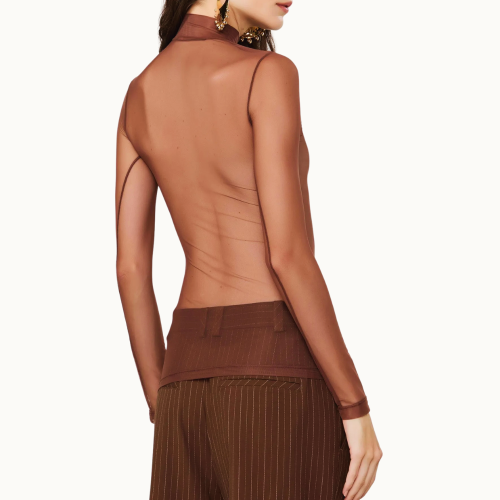 Blusa De Tule Segunda Pele Gola Alta