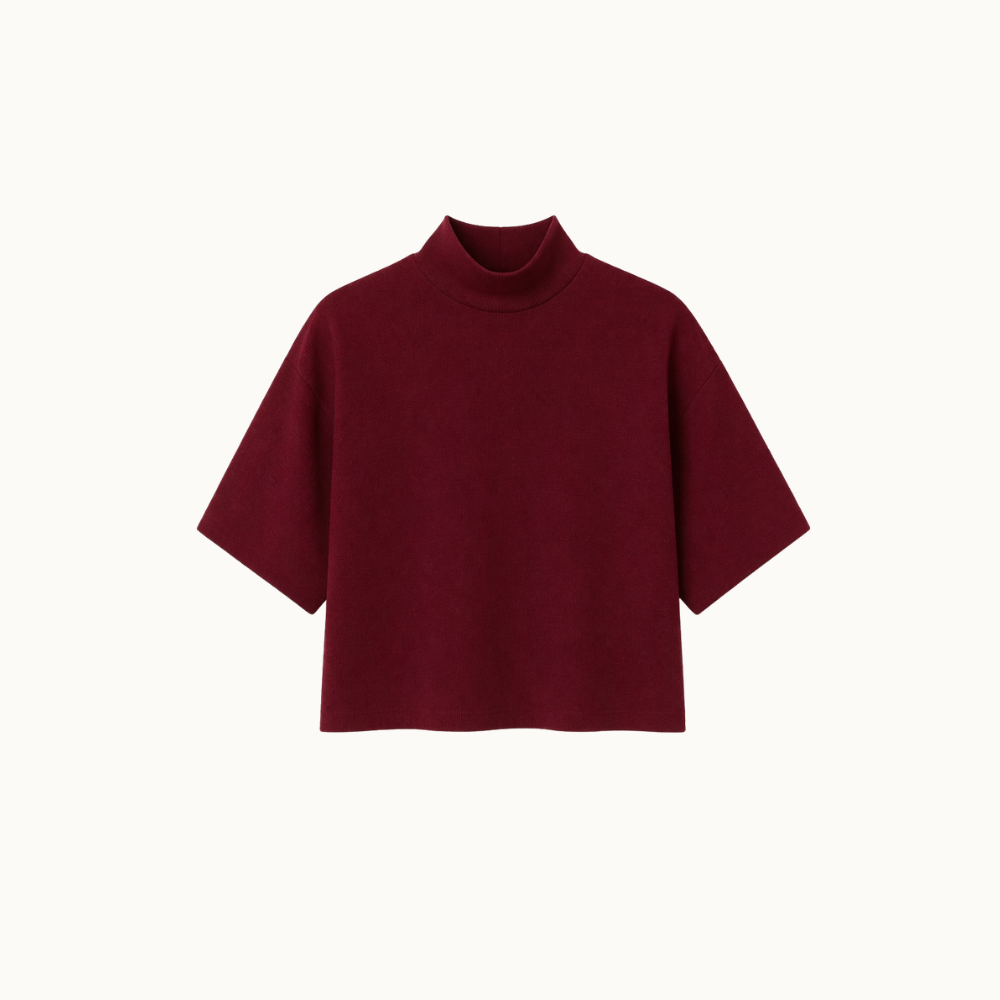 Blusa De Malha Crepe Gola Alta Com Ziper