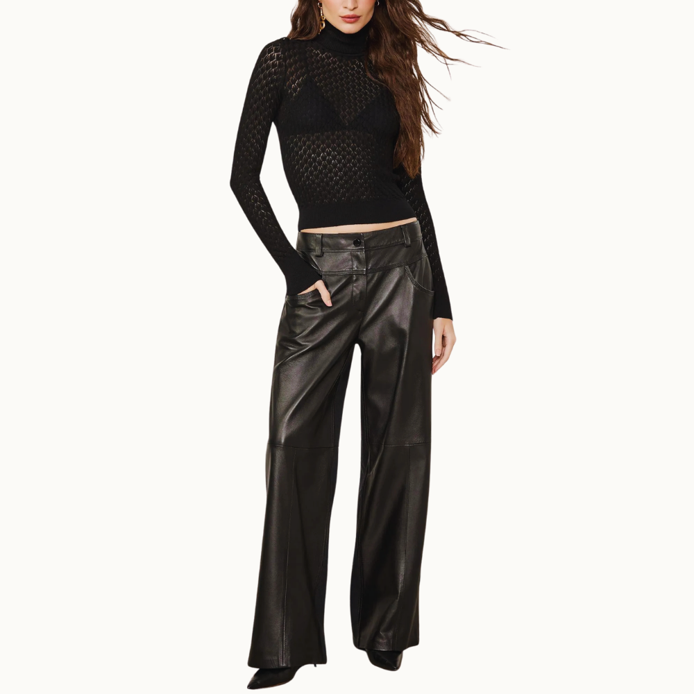 Blusa De Tricot Com Gola Alta Ponto Vazado
