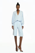 BERMUDA ALFAIATARIA CREPE HEAVY PATOU AZUL