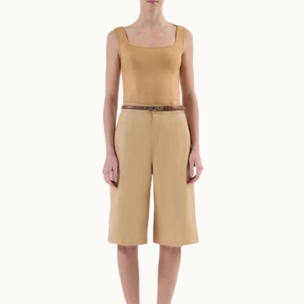 BERMUDA FENDA FRONTAL COURO URSULA