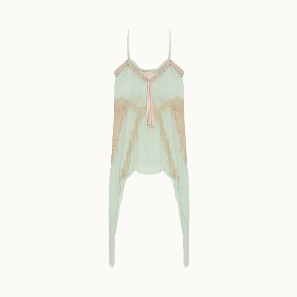 BLUSA COM ALÇA CHIFFON COM RENDA