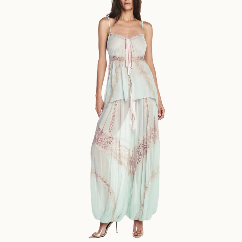 BLUSA COM ALÇA CHIFFON COM RENDA