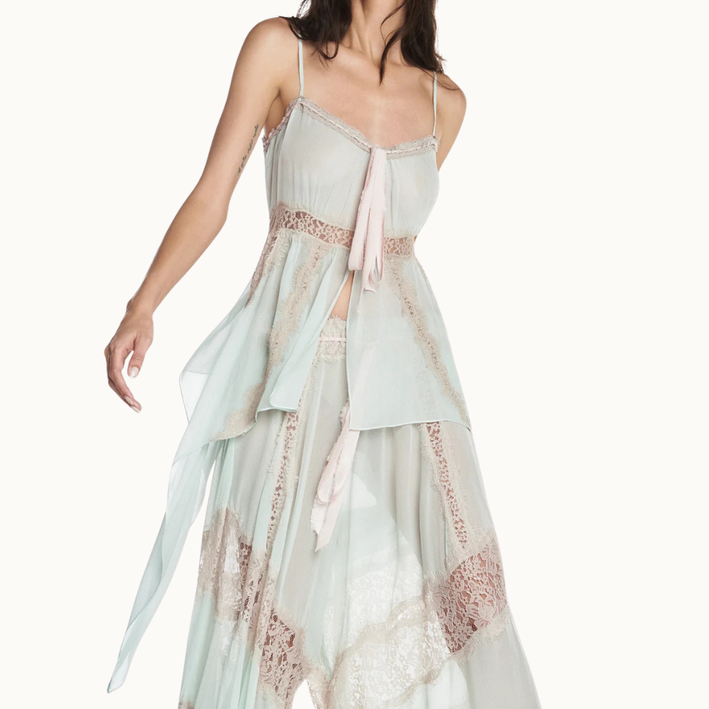 BLUSA COM ALÇA CHIFFON COM RENDA