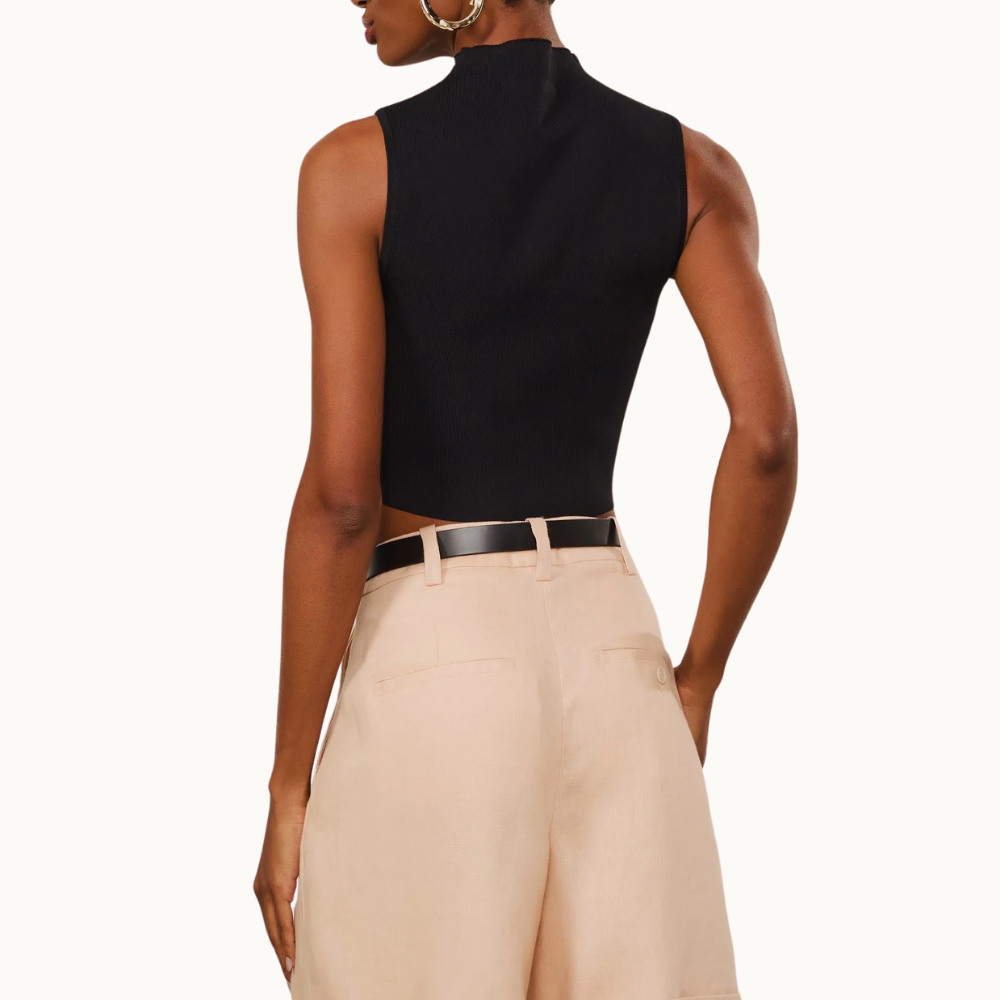 BLUSA CROPPED GOLA ALTA TRICOT