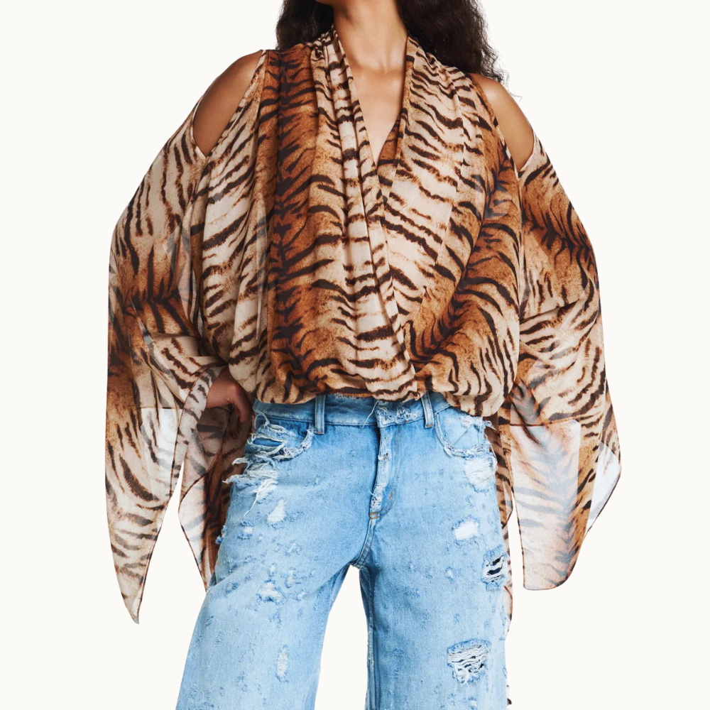BLUSA DECOTE TRANSPASSE TIGRE