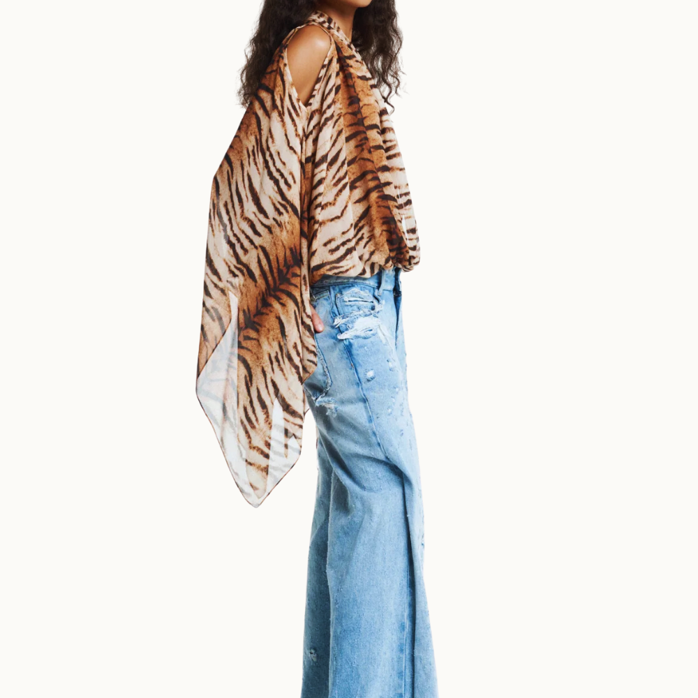 BLUSA DECOTE TRANSPASSE TIGRE