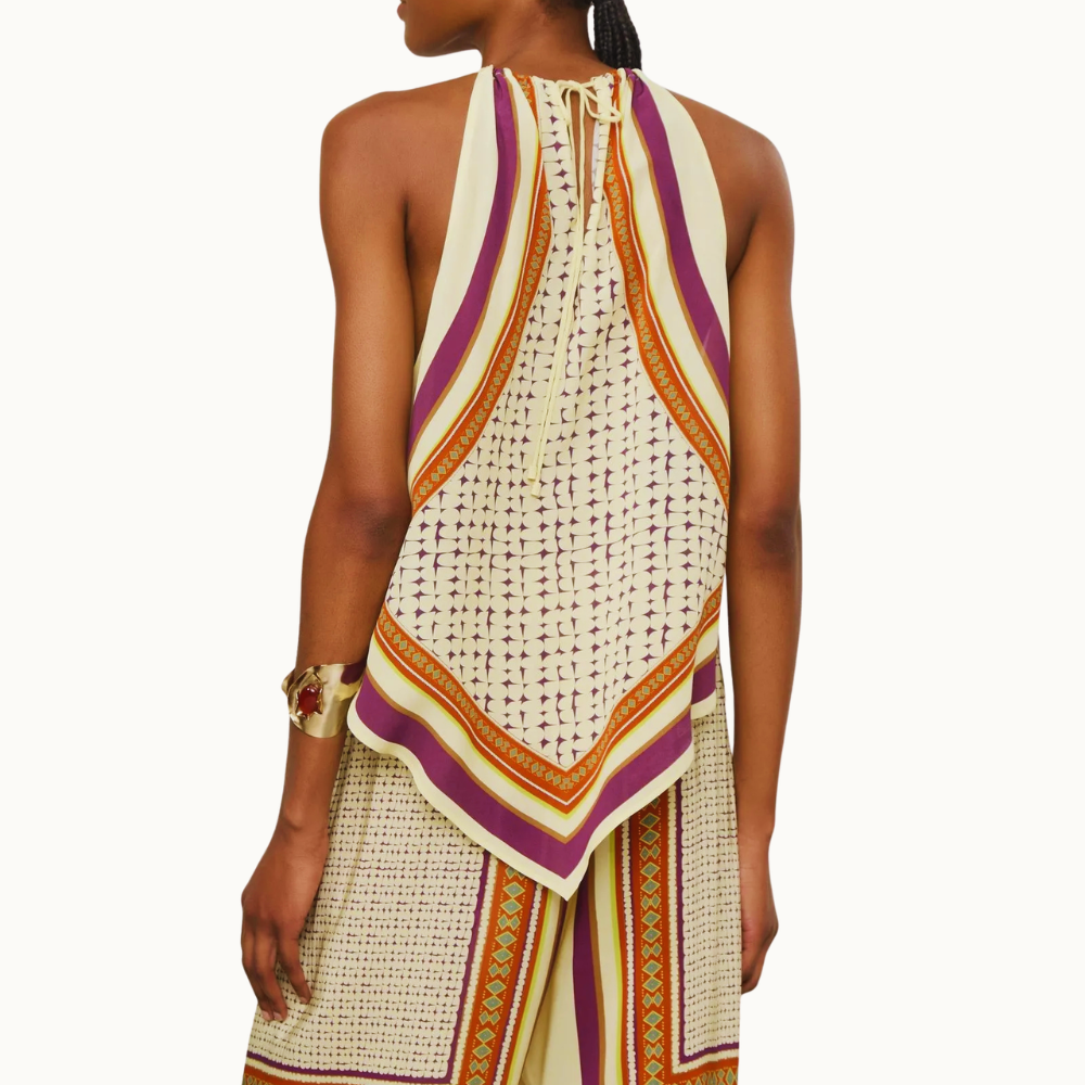 BLUSA DE GEORGETTE AMARRAÇÃO ESTAMPADA