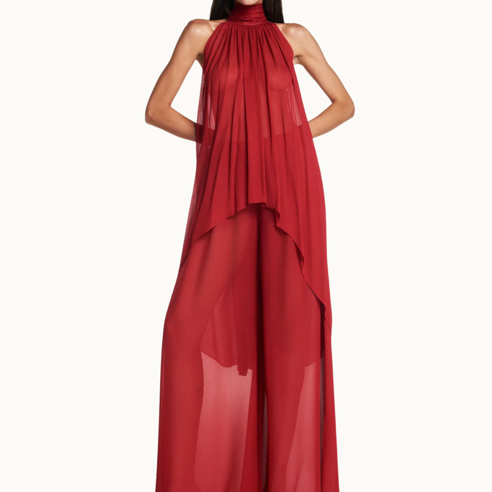 BLUSA GOLA ALTA MULLET GEORGETE