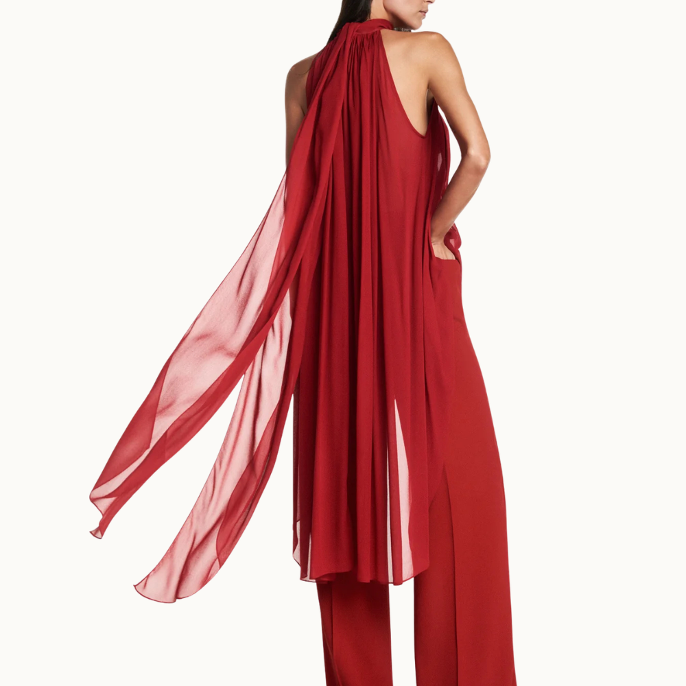 BLUSA GOLA ALTA MULLET GEORGETE