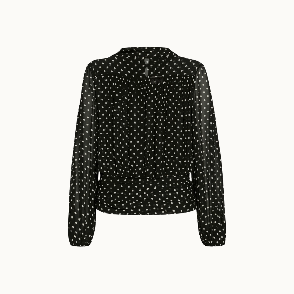 BLUSA MANGA LONGA PALA CINTURA DRAPEADA GEORGETE POÁ