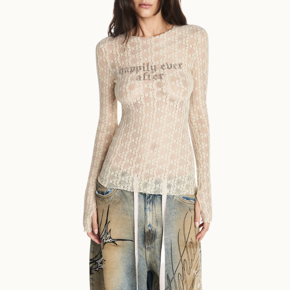 BLUSA MANGA LONGA RENDA HAPPILY EVER AFTER