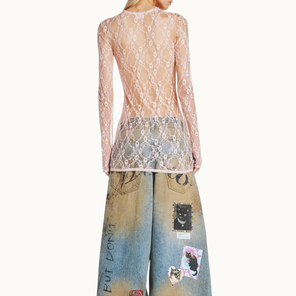 BLUSA MANGA LONGA RENDA ROSA