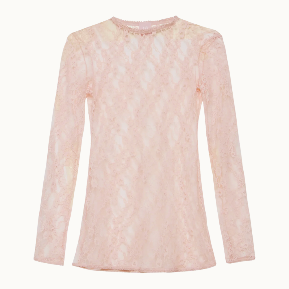 BLUSA MANGA LONGA RENDA ROSA