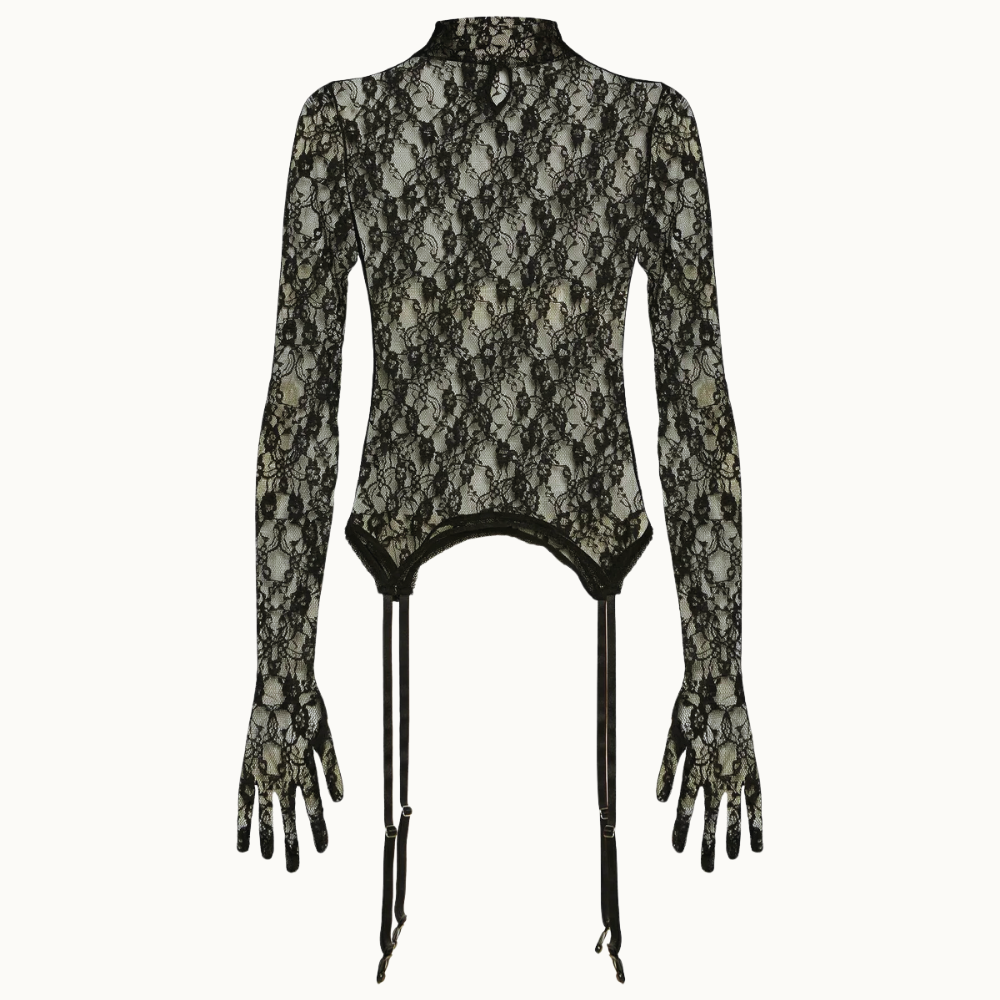 BLUSA MANGA LONGA LUVA ESPARTILHO RENDA