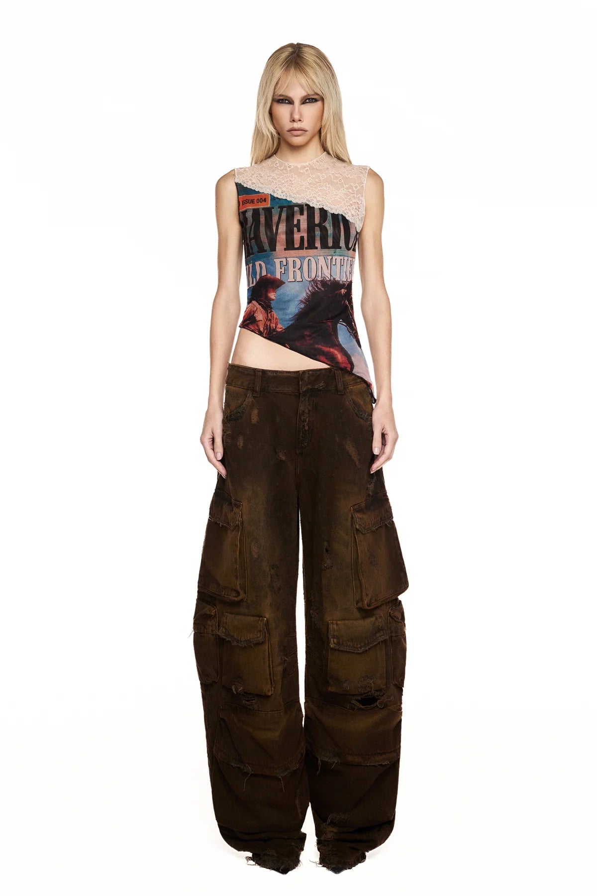 BLUSA SEM MANGA TULE E RENDA MAVERICK FRONTIER